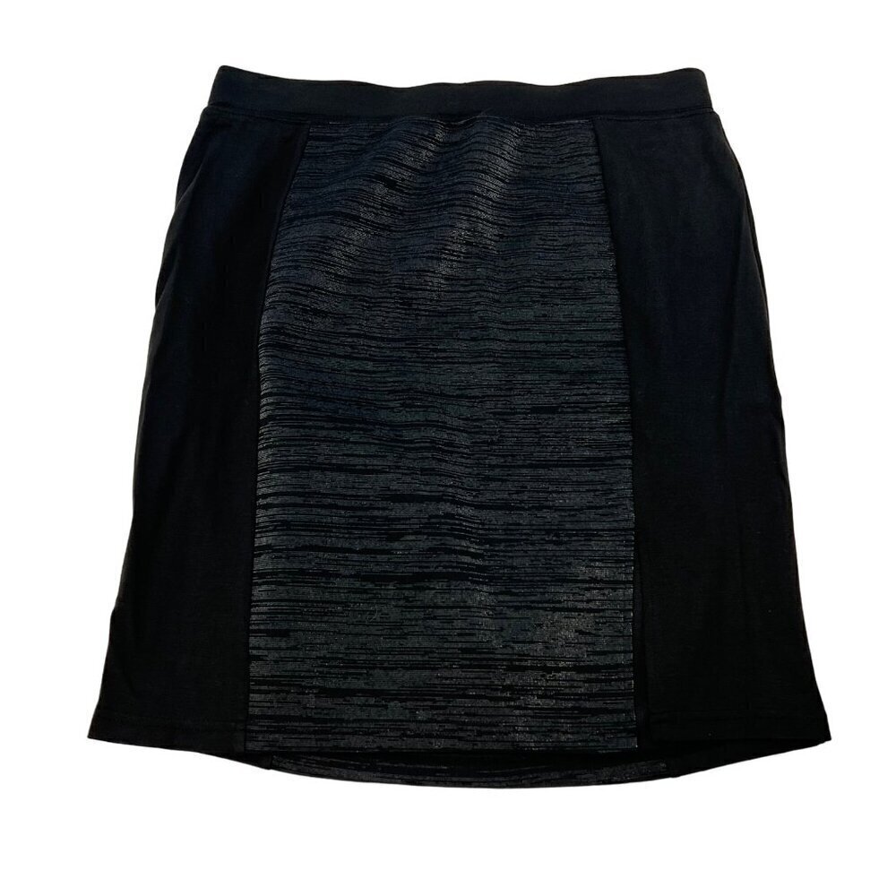 Maurices Womens Above Knee Space Dye Panel Pencil Skirt Black L Slit